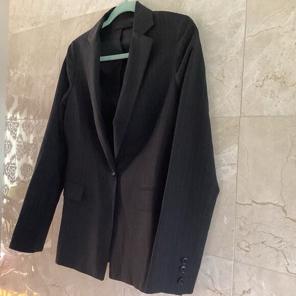 Demoo Parkchoonmoo Black Pinstripe Blazer Size 4, Wool Vintage Dark Academia - Picture 4 of 11